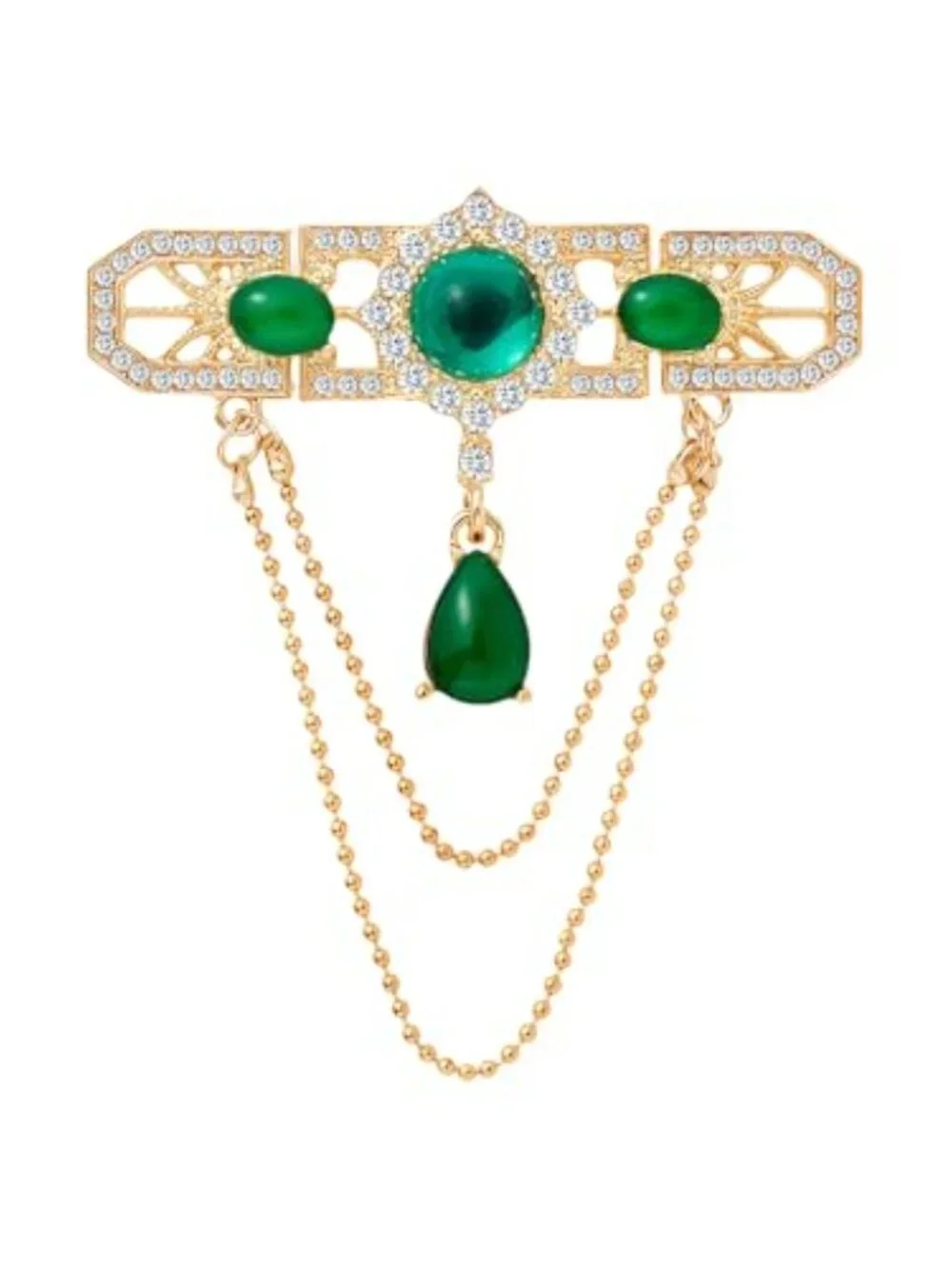 New - Rectangle Teardrop Dangle Chain Tassel Brooch Lapel Pins‎ for Women